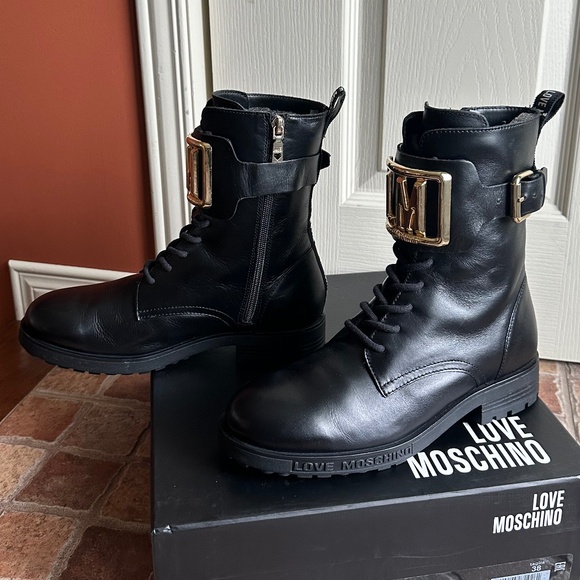 Authentic Love Moschino Leather Combat Boots - Picture 2 of 16